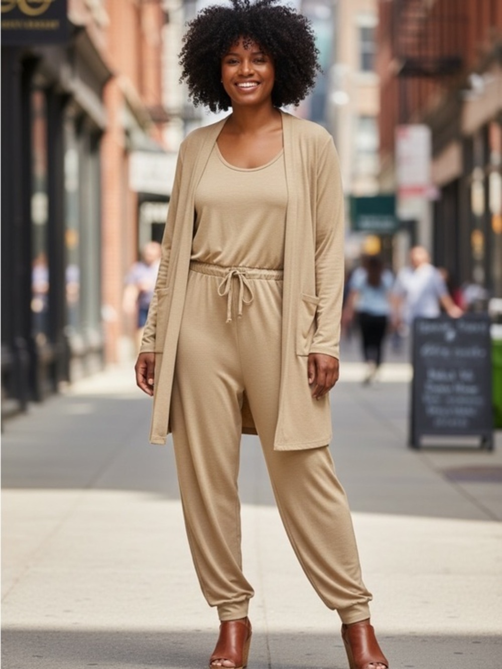 Zenana Cozy Beige Lounge Set